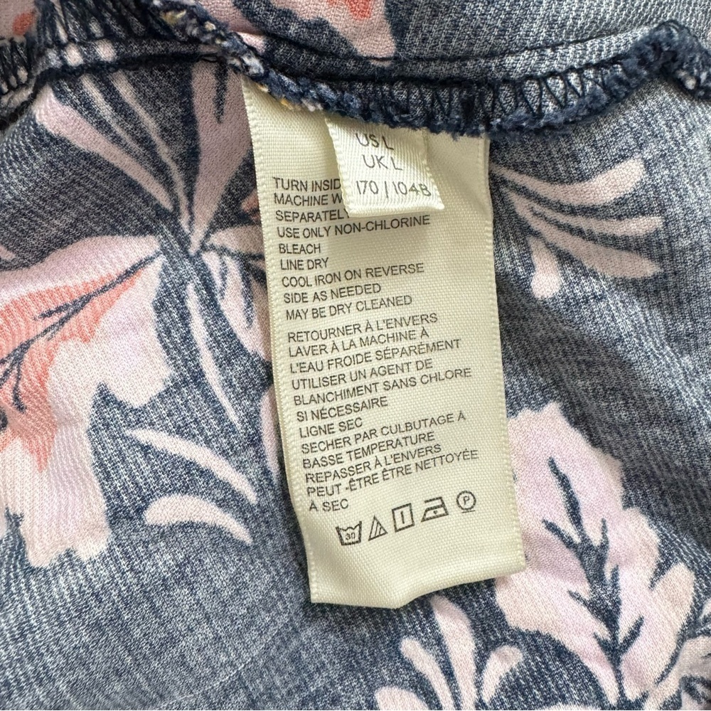 NEW Free People Cord Looking Glass Mini Navy Blue Ruffle Corduroy Floral Sz L - Picture 10 of 10